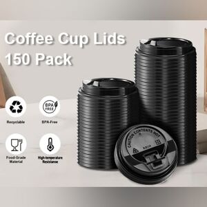 Black Coffee Cup Lids 150 Pack
